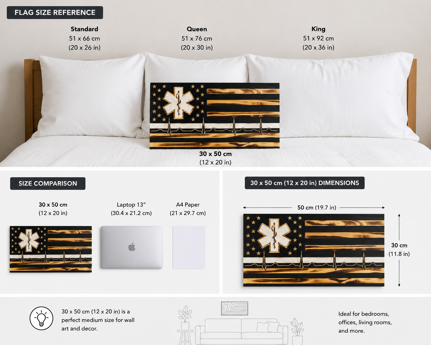 Handmade EMS Wooden Flag (12x20in)