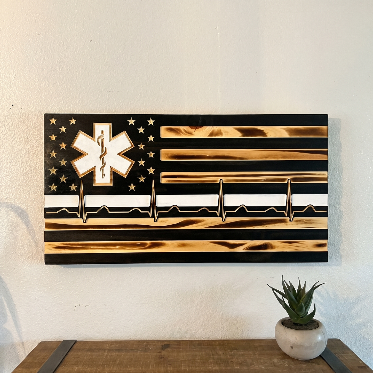 Handmade EMS Wooden Flag (12x20in)